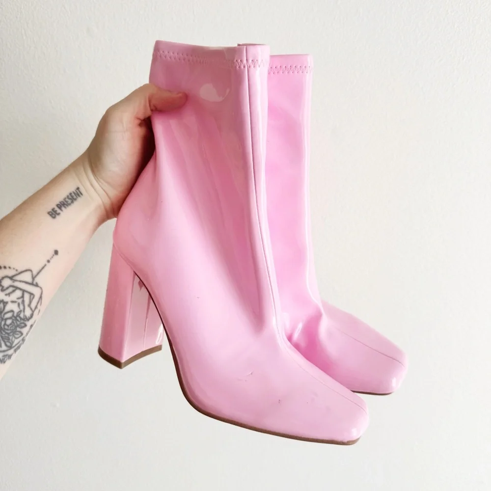Pink Steve Madden pleather boots women’s 6.5 - Picture 1 of 6